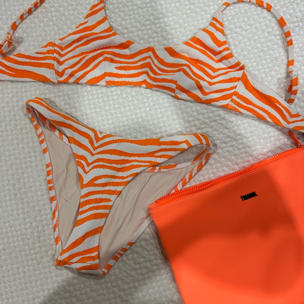 Triangl Swimwear Vibrant Orange and White Bikini
